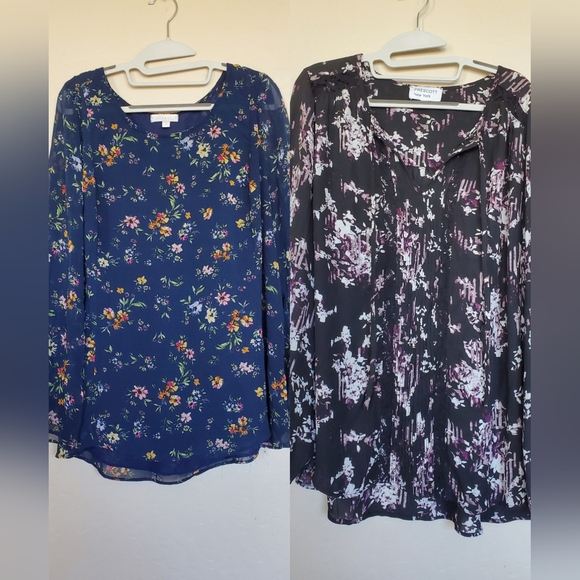 Floral Print Long Sleeve Two Blouse Bundle Women's Size 1X - Picture 1 of 16